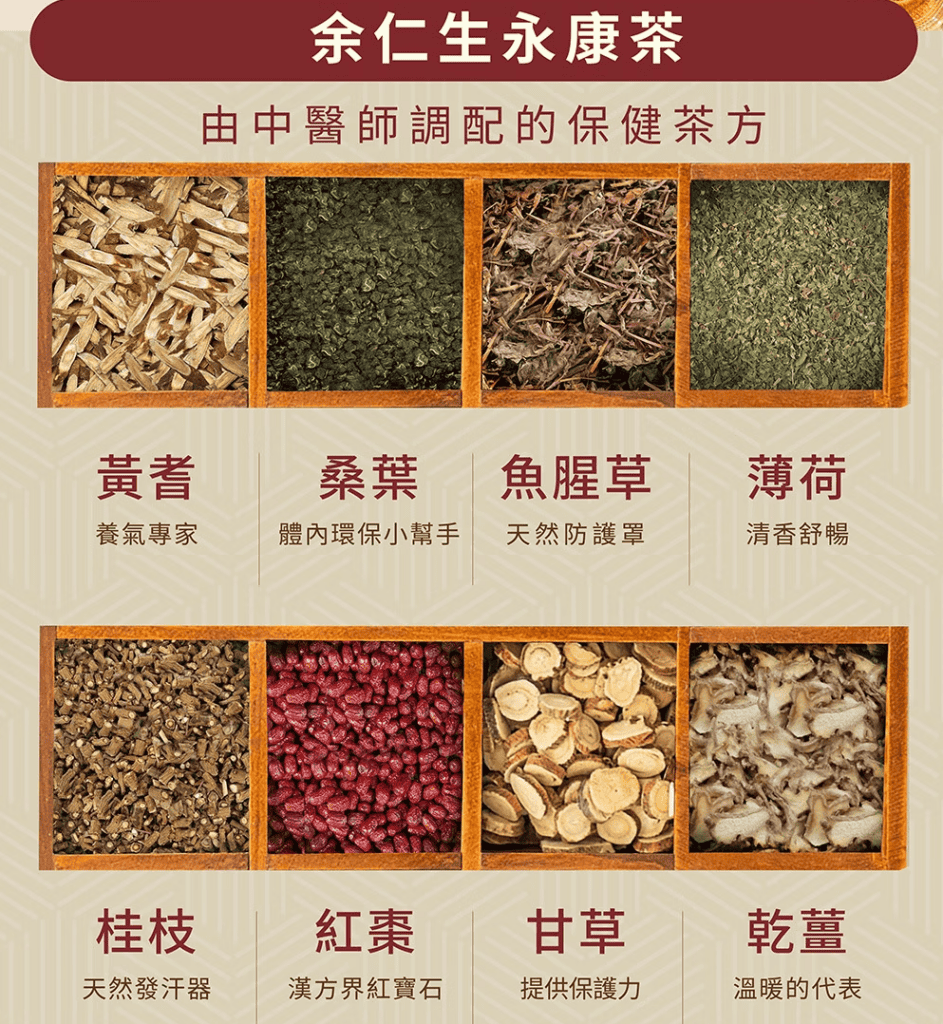 余仁生漢方茶飲推薦 - 漢方草本永康茶頂級食材添加